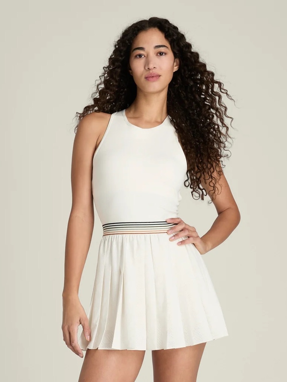 NWT Wilson Laser Cut Pleated Tennis Dress Ivory Cream